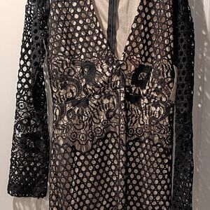 Tobi Black Lace Overlay Dress